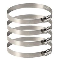 4 Stück 150 mm Schlauchschelle verstellbar aus Edelstahl für Befestigung flexibler Schläuche (141 mm - 165 mm)
