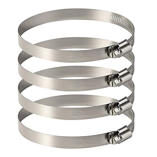 4 Stück 150 mm Schlauchschelle verstellbar aus Edelstahl für Befestigung flexibler Schläuche (141 mm - 165 mm)