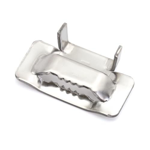V2A Edelstahlschlaufen 19mm mit Metallklemmen für Edelstahlband und Umreifungsband, ideal für Straßenschilder, Kameras und Antennen
