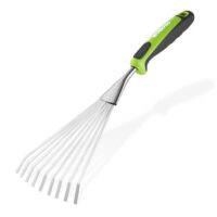 Ergonomische Handrechen für die effiziente Laubreinigung mit 9-Zahn-Fächerdesign und edelstahlerner Korrosionsbeständigkeit, ideal für Gartenarbeit