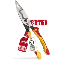 Wiha Multifunktionszange für Elektriker 8in1, Crimpen, Abisolieren, Schneiden, Greifen, Entgraten, Biegen, Verschrauben, Schrauben schneiden