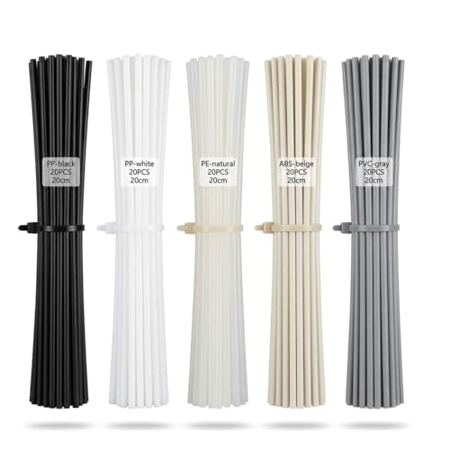 Yuiturt 100 Stück Plastik-Schweißtrahnen Kit für ABS, PVC, PE und PP, schwarze und weiße Schweißträger für verschiedene Anwendungen