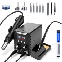 Komplett-Set für professionelle Reparaturen und Elektronikbasteln, 2-in-1 Heißluft- und Lötstation mit 700W Heißluftpistole und 60W Lötkolben