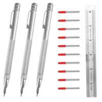 Veftsvy Anreißwerkzeug Set mit 3 Wolframcarbid Stiften und Reißnadeln für präzise Markierungen auf Metall und Glas, inklusive Ersatzspitzen und Magnetischem Schwanz