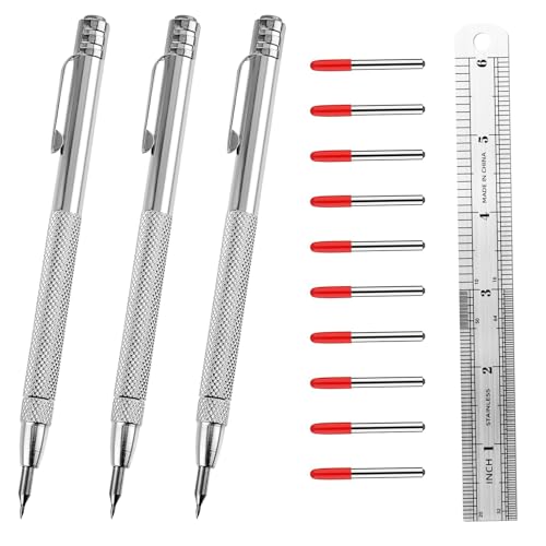 Veftsvy Anreißwerkzeug Set mit 3 Wolframcarbid Stiften und Reißnadeln für präzise Markierungen auf Metall und Glas, inklusive Ersatzspitzen und Magnetischem Schwanz