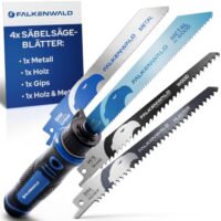 FALKENWALD 5 in 1 Metallsäge Set - Handsäge klein für Holz, Metall, Kunststoff & Gips - Mini Metallsäge mit ergonomischem Handgriff