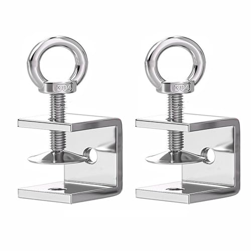 2 Stück 20mm Hochleistungs-C-Klemmen-Basisständer aus Edelstahl mit Breiter Backenöffnung und Hängenden Ringschrauben für Metallbearbeitung und Holzbau