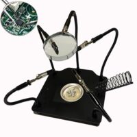 Lötstation Helping Hands mit Lupe, dritter Stand, Solder Tool für PCB Halter, Kabel und Schalter, Elektronik-Reparatur-Kit, Lötgerät mit flexiblen Armen und schwerer Basisplatte
