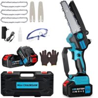 Mini Kettensäge mit Akku 2x4000mAh 6 Zoll, Handkettensäge Akku Bürstenloser Motor, Astsäge Akku mit Automatischer Öler, für Garten Baumschnitt Schere und Schneiden